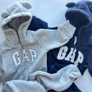 Baby Gap Bear Ear Zip Hoodies – 2 Pack (Gray & Navy) 3-6M